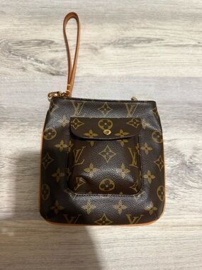 Pre-Loved Louis Vuitton Brown Monogram Mini Wristlet Pouch